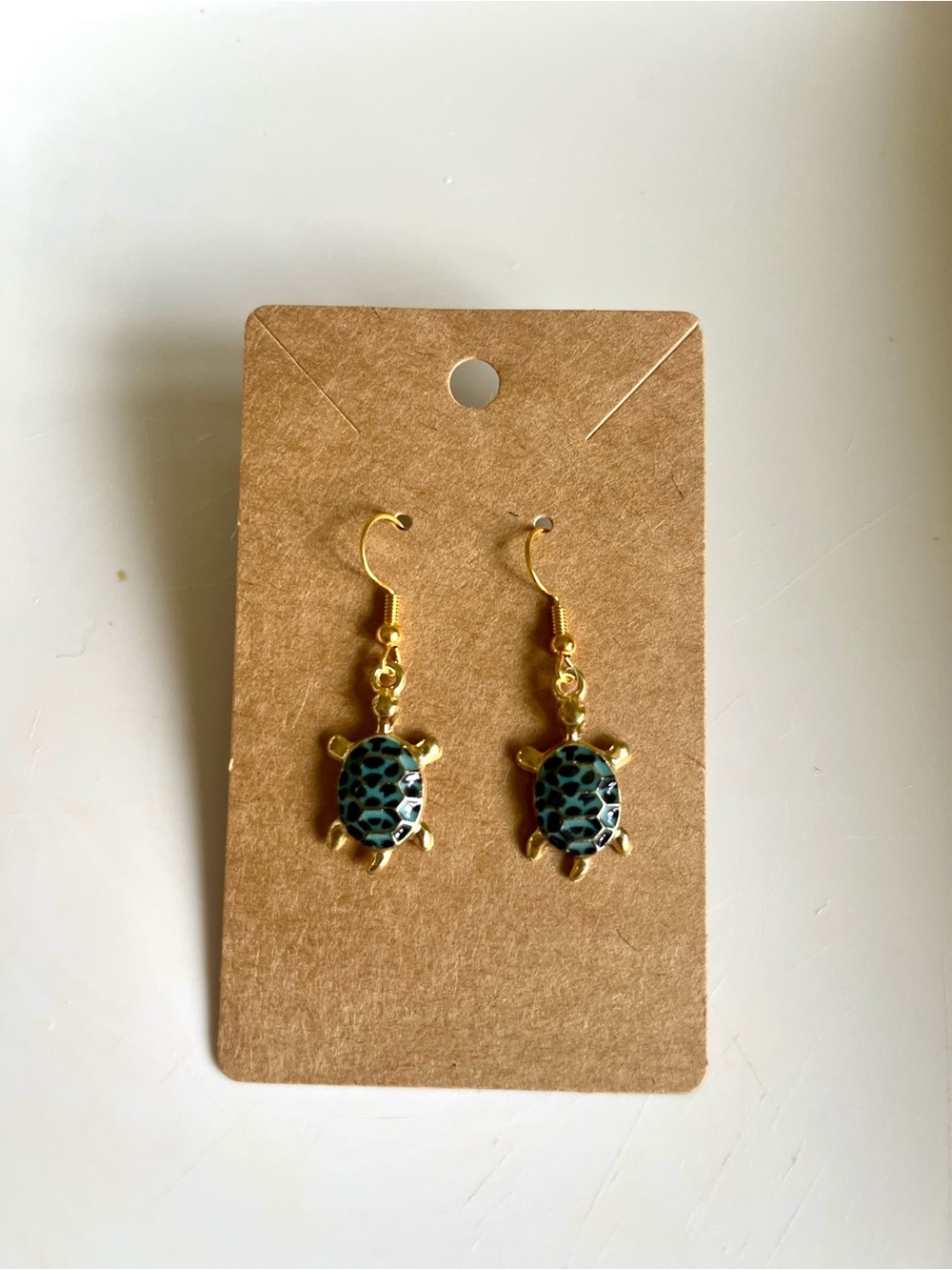 2/$15- Dark navy sea turtle dangle earrings handmade
